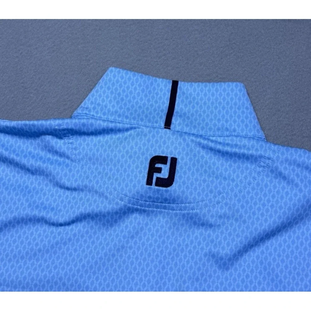 Footjoy 1/4 Zip Pullover Mens M Baby Blue Geometric Performance Golf Athleisure